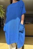 Made in Italy Milo Cotton Slouch Sac Dress Mediterranean Blue